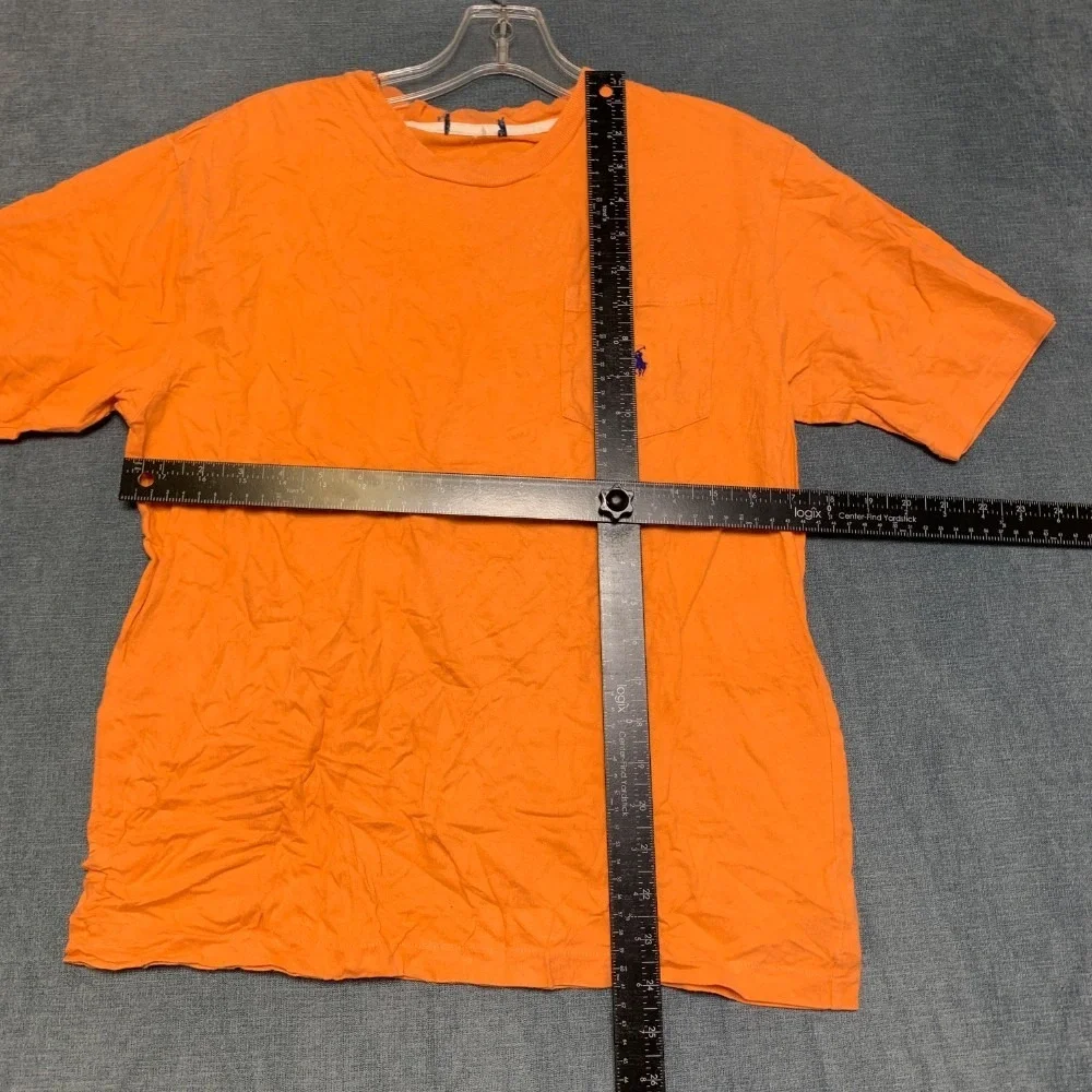 Polo Ralph Lauren T Shirt Mens S Orange Embroidered Logo Chest Pocket Short